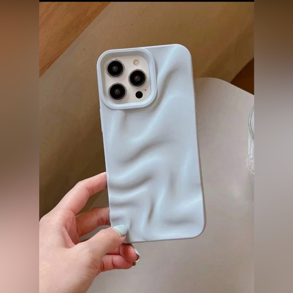 iPhone Case Matte Slate Blue Minimalist  3D Wave Ripple Pattern Soft TPU